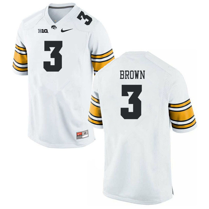 Men #3 Kaleb Brown Iowa Hawkeyes College Football Jerseys Stitched Sale-White